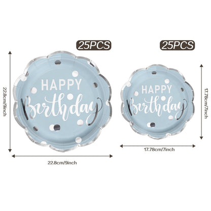 LeZakaa Birthday Paper Plates Set 50pcs 7 & 9 Inch Happy Birthday Balloon