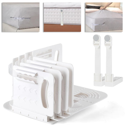 Moskiboly Upgraded Lock Bed Sheet Holders with Center Clips White Standard