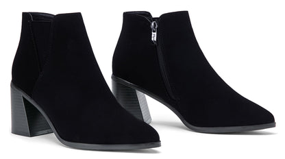Vepose Women's Ankle Booties Pointed Toe Block Heel Blacknubuck Size 10