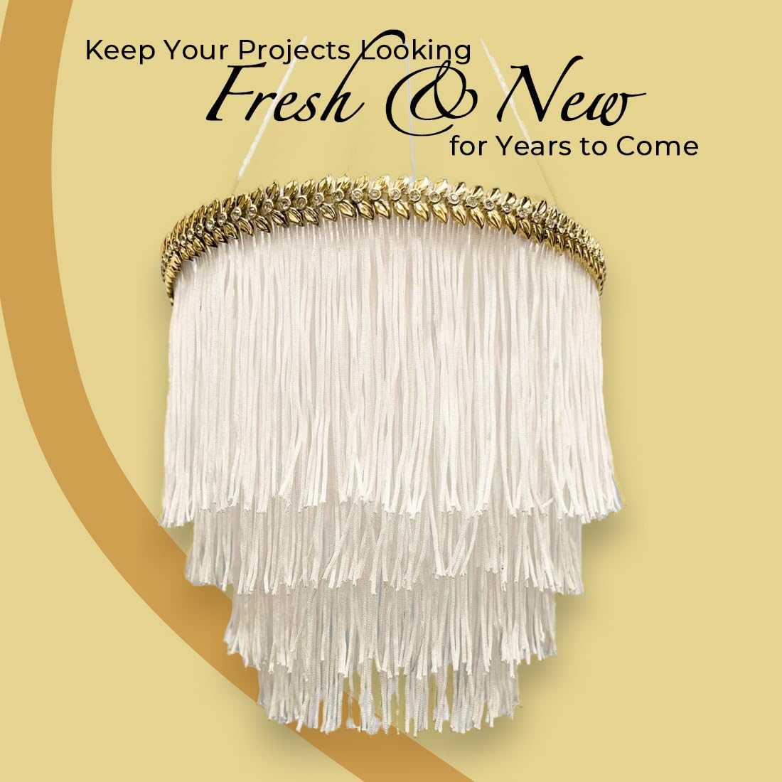 Trims by the Yard 6" Chainette Fringe Trim Polyester Decorative Flag Gold 10yd