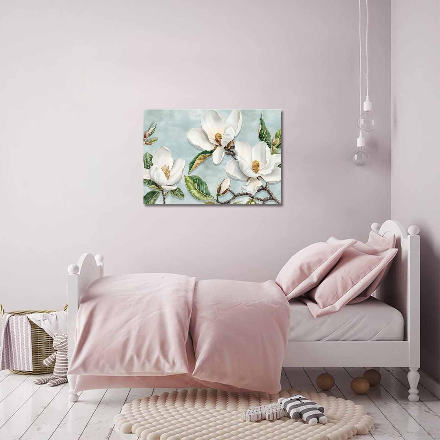 Prime Leader Vintage Framed Canvas Art White Magnolia Flower 12x18