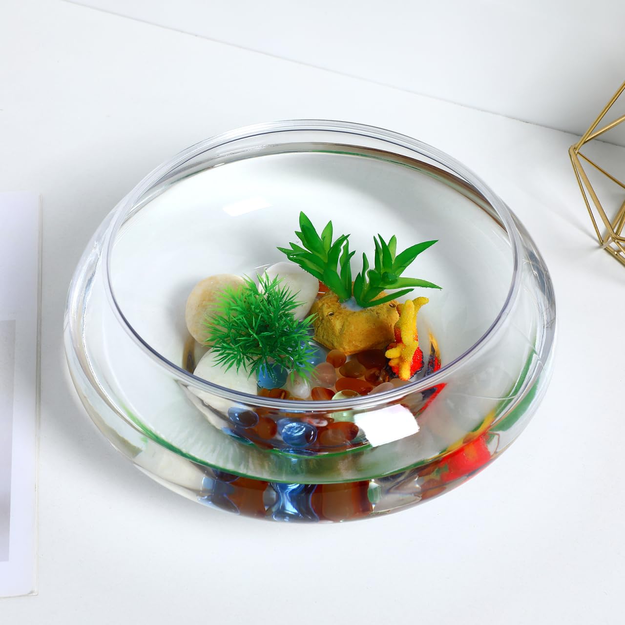 BESPORTBLE Transparent Desktop Aquarium Tank 9.52x9.52x3.93in 2800ml Plastic