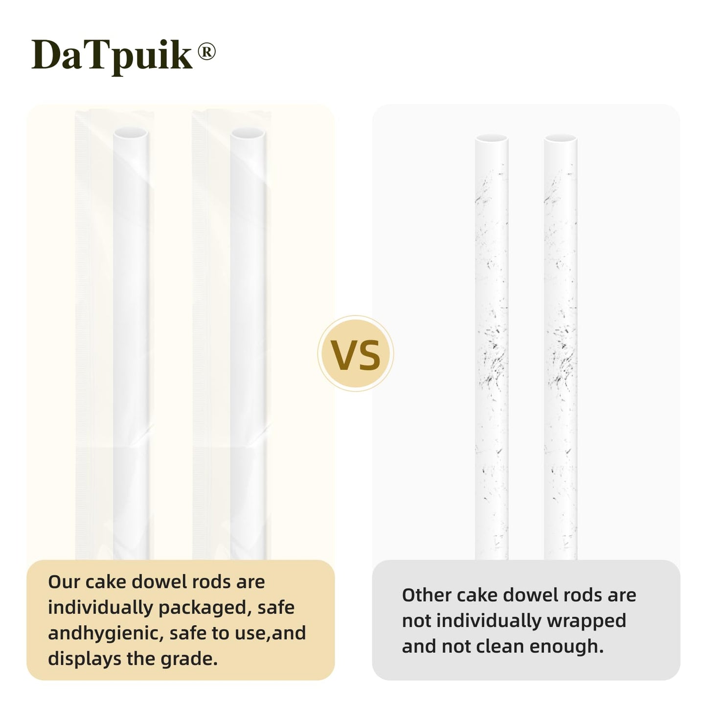 DaTpuik 100PCS 9.5" White Plastic Cake Dowels 0.4" Diameter