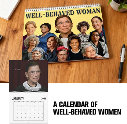 LeeJ 2026 Well-Behaved Women Wall Calendar 11x8.5 Feminist Color
