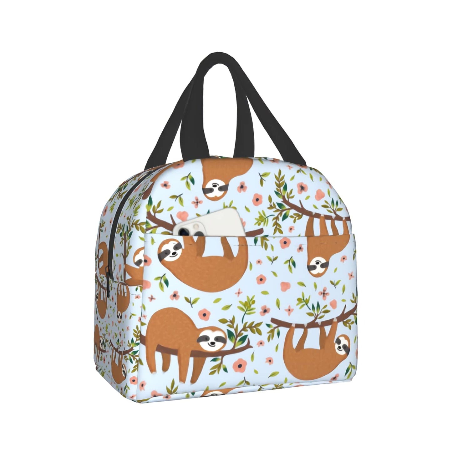 Giwawa Sloth Insulated Lunch Box 8 Capacity Blue Cartoon Animal Flower Trees