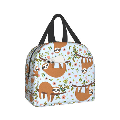 Giwawa Sloth Insulated Lunch Box 8 Capacity Blue Cartoon Animal Flower Trees