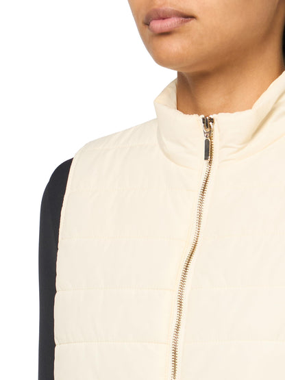 MULTIPLES Women's Plus Size Thru Collar Zip Pocket Quilted Vest, Winter White.