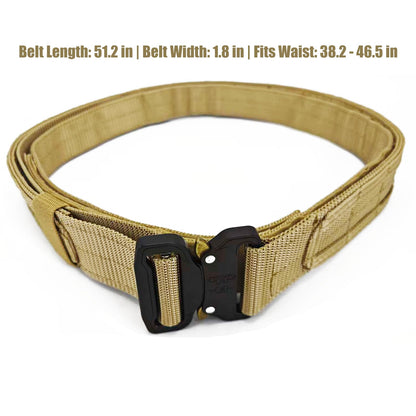 YouchingWld Belt V2 Adjustable Tactical Molle Belt Metal Buckle Khaki 36-46