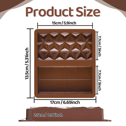 BMSQOFD Silicone Chocolate Bar Molds 2 Pack 1in Deep Brown Dubai Pistachio