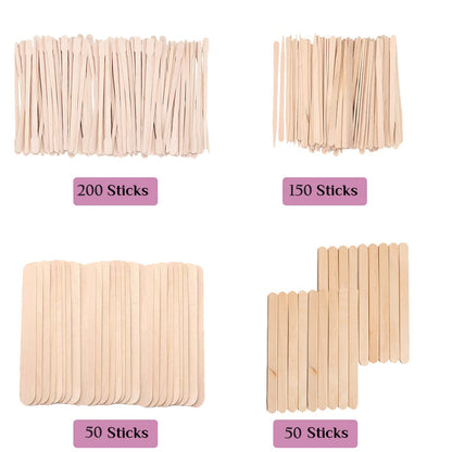 Mibly 500 Pcs Wooden Wax Sticks Assorted Applicator Spatulas for Body Face Legs