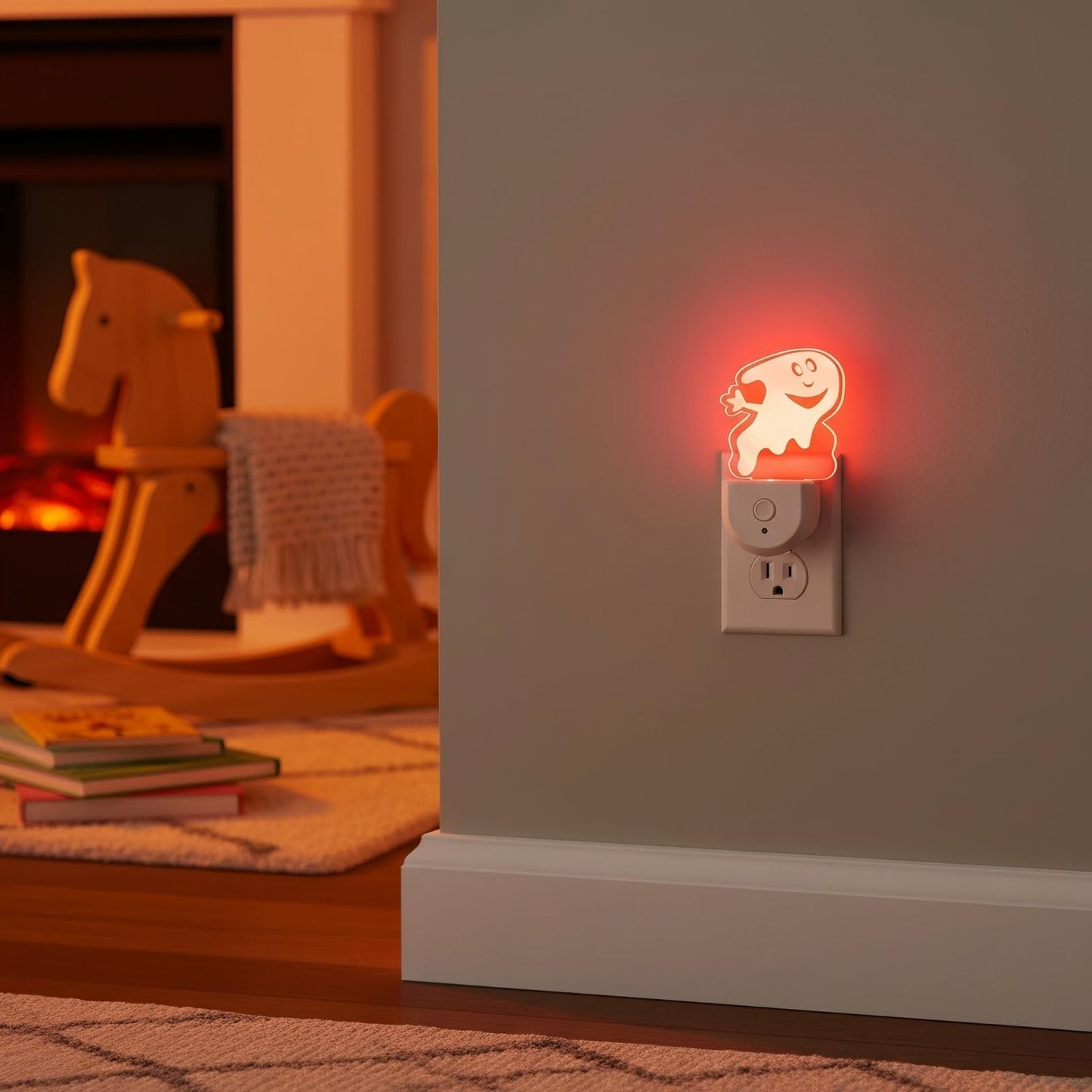 Meonum 2-Pack Christmas Night Light 6-Color LED Dusk-to-Dawn Wall Plug Spooky A