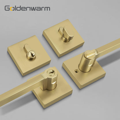 Goldenwarm Gold Dummy Door Handles Brushed Brass Levers 3 Pack