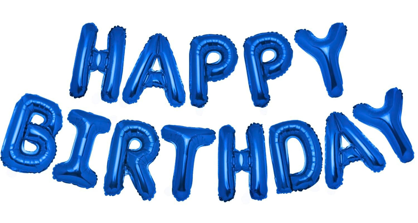 PIGETALE 16in Royal Blue Happy Birthday Balloon Banner 13pcs Aluminum