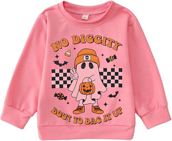 KEKEMI Halloween Toddler Crewneck Sweatshirt Pumpkin Ghost Pink Size 2-3T