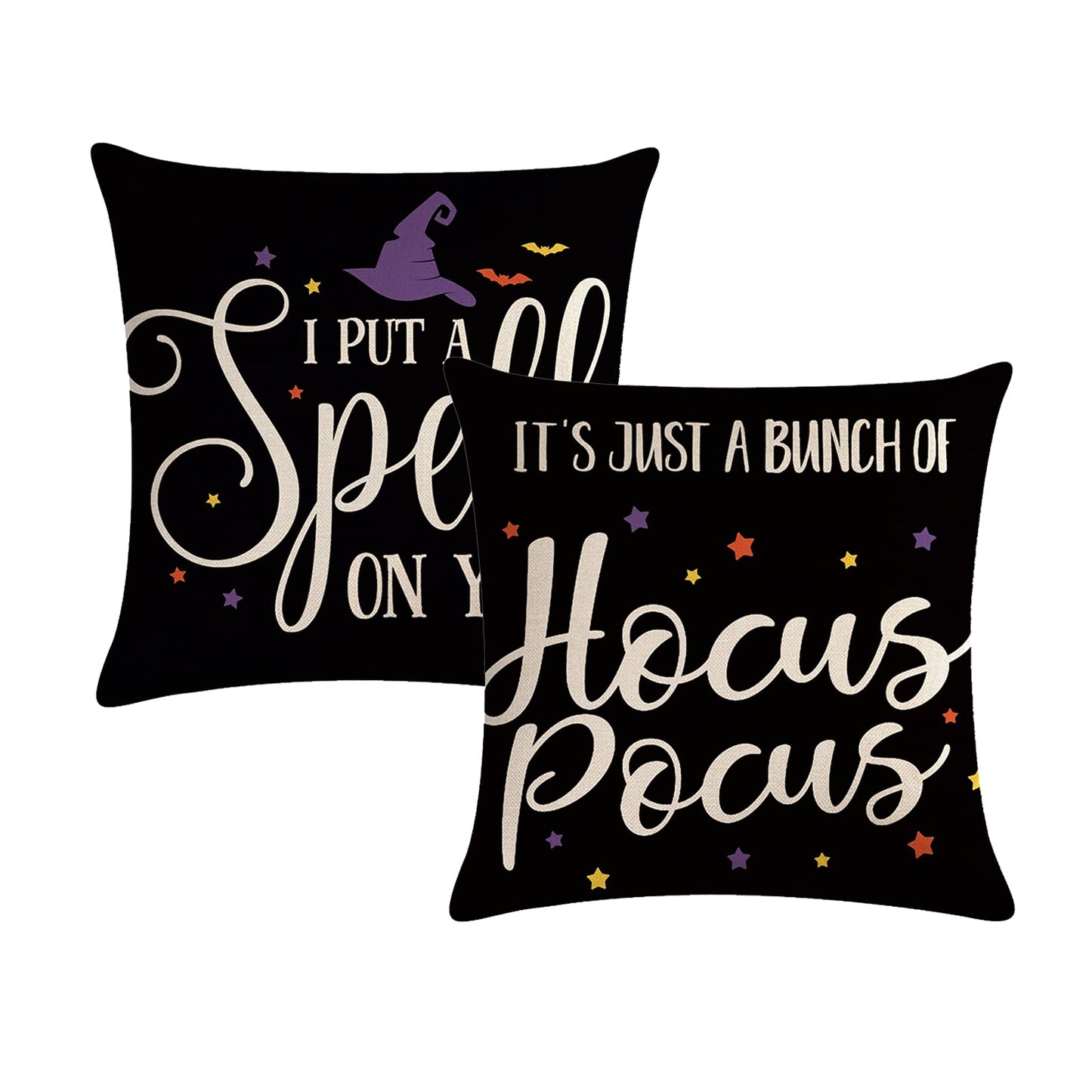 7COLORROOM Halloween Pillow Covers Set of 2 Black 18x18in Polyester