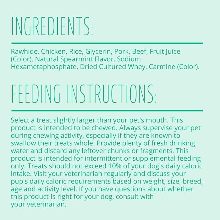 BestBy12/25 Better Belly Dental Kabobs Dog Chews Spearmint 10 Count