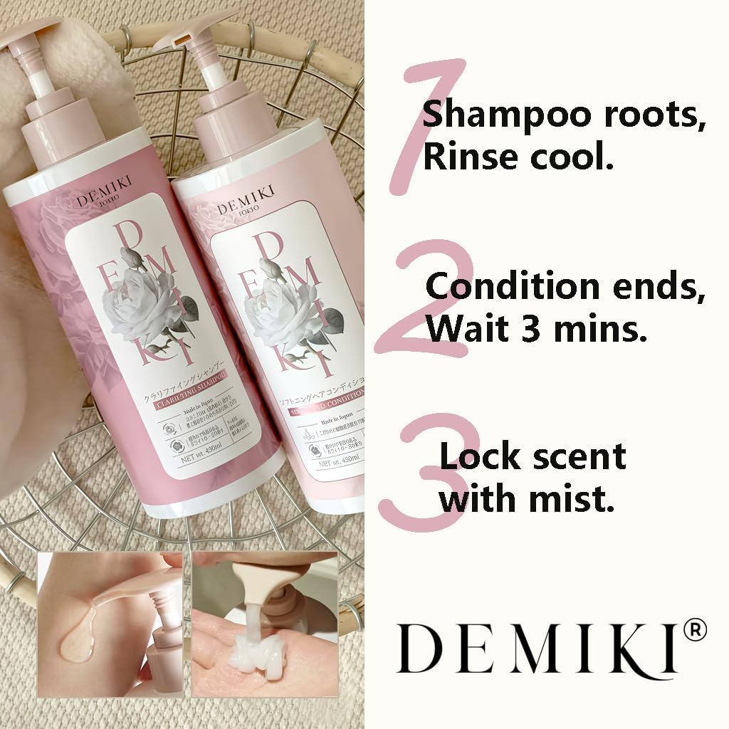BestBy07/27 DEMIKI Japanese Keratin Shampoo Oily Hair Rose 450ml Pink