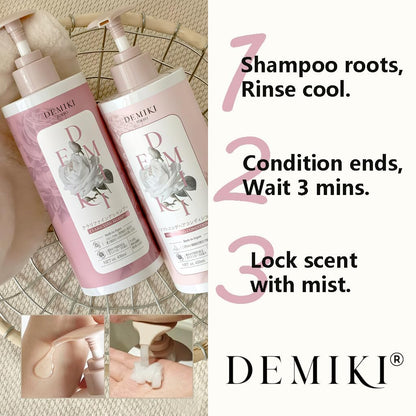 BestBy07/27 DEMIKI Japanese Keratin Shampoo Oily Hair Rose 450ml Pink