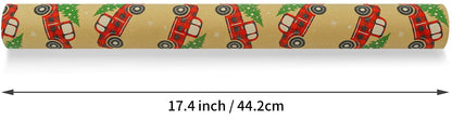 CAMKUZON Kraft Christmas Wrapping Paper Roll Vintage Red Black Plaid 17.4 Inch