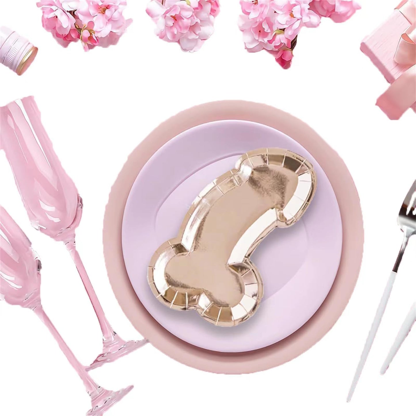 HQKJGSYX 10 PCS Disposable Glitter Party Plates Rose Gold Geometric Modern