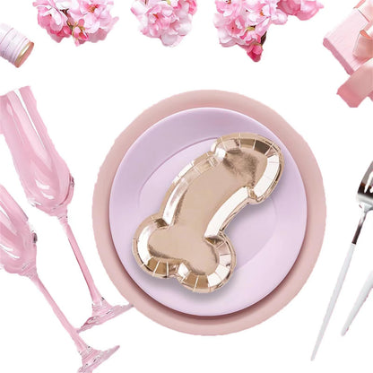 HQKJGSYX 10 PCS Disposable Glitter Party Plates Rose Gold Geometric Modern