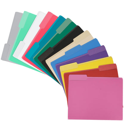 pmybupo 18-Pack Black Letter Size File Folders 1/3 Cut Tab Paper