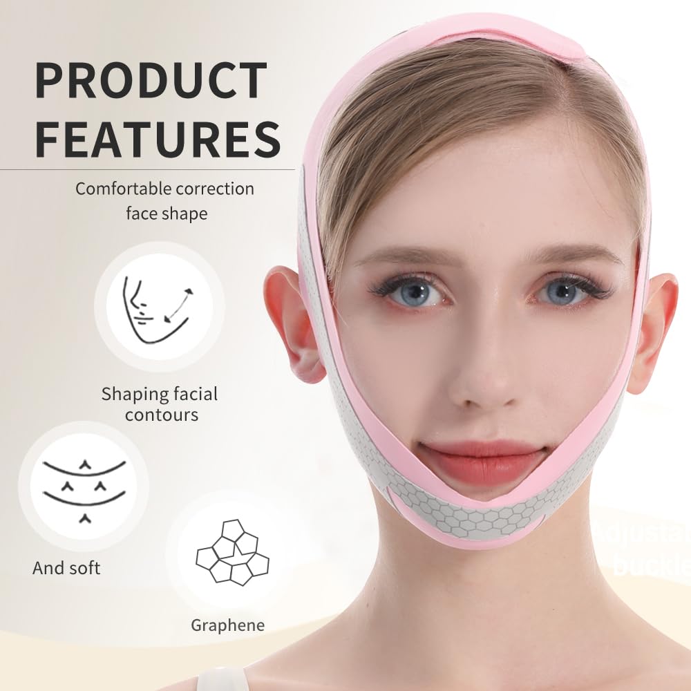CGYISOL Graphene V Line Lifting Mask Adjustable Double Chin Reducer Pink