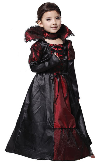 DNQCOS Girls Gothic Vampire Vampiress Dress Costume Black Size 4-6 Years