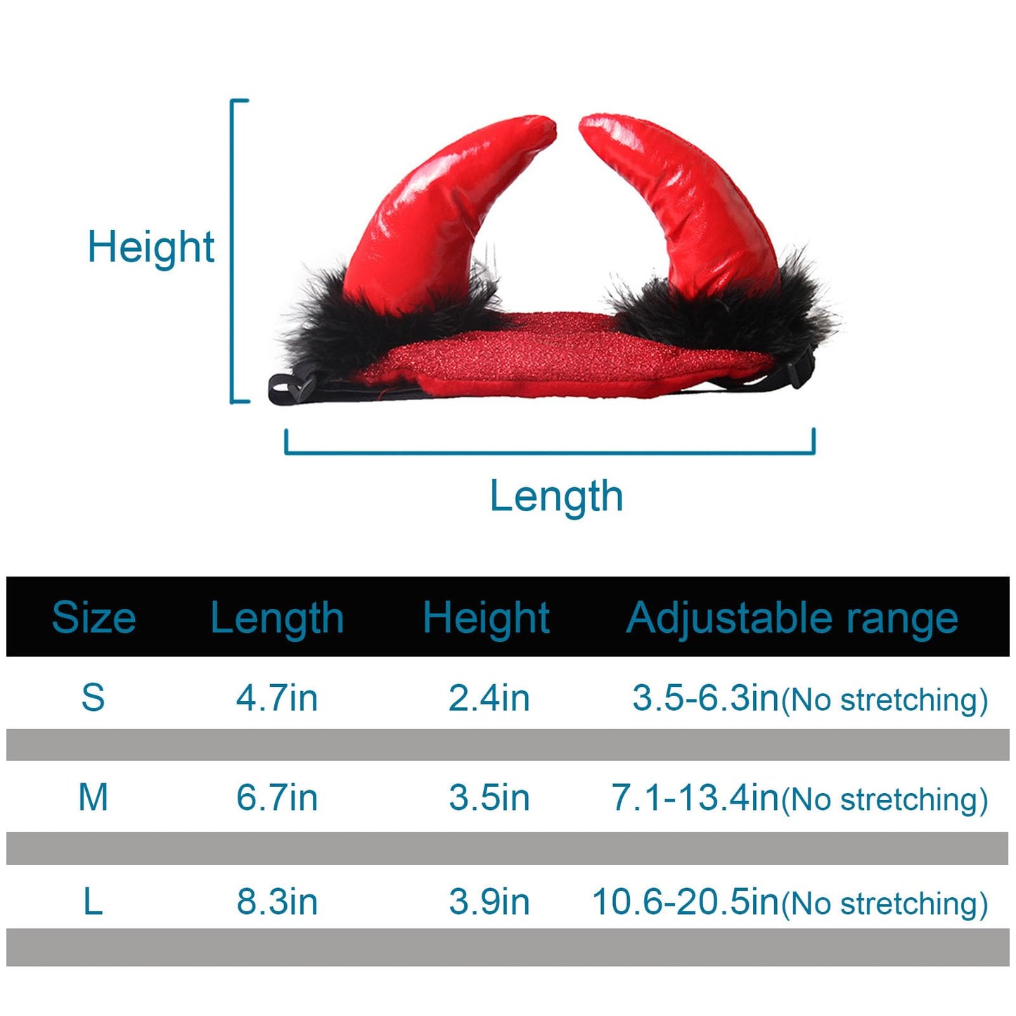 ABLAZEZAI Pet Halloween Devil Horn Headband Adjustable Red Size Large