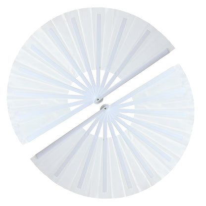 GeGeYa 13inch Large Rave Popping Hand Fans Foldable White 2 Packs