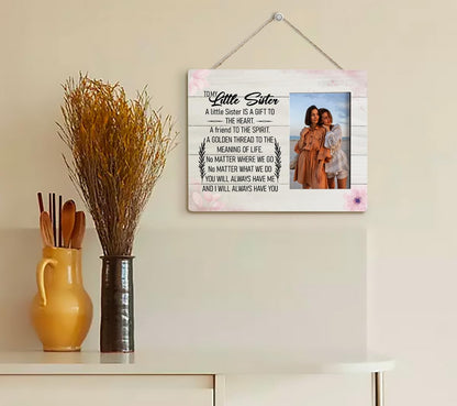 HALUOSI Little Sister Tabletop Picture Frame Plaque 10x8 White Rustic