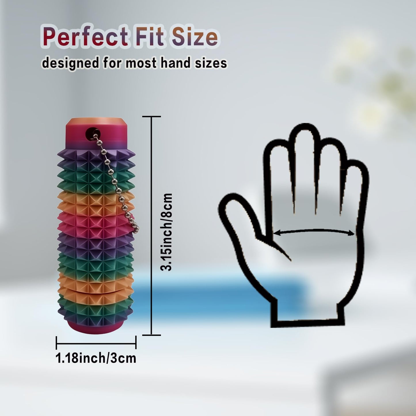 VeiDynoA Ouchies Pain Fidget Toy 3D Printed Anxiety Relief Rainbow Keychain