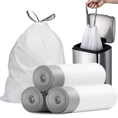PACCOLYN Small Trash Bags 4 Gallon Drawstring 57 Count Unscented White