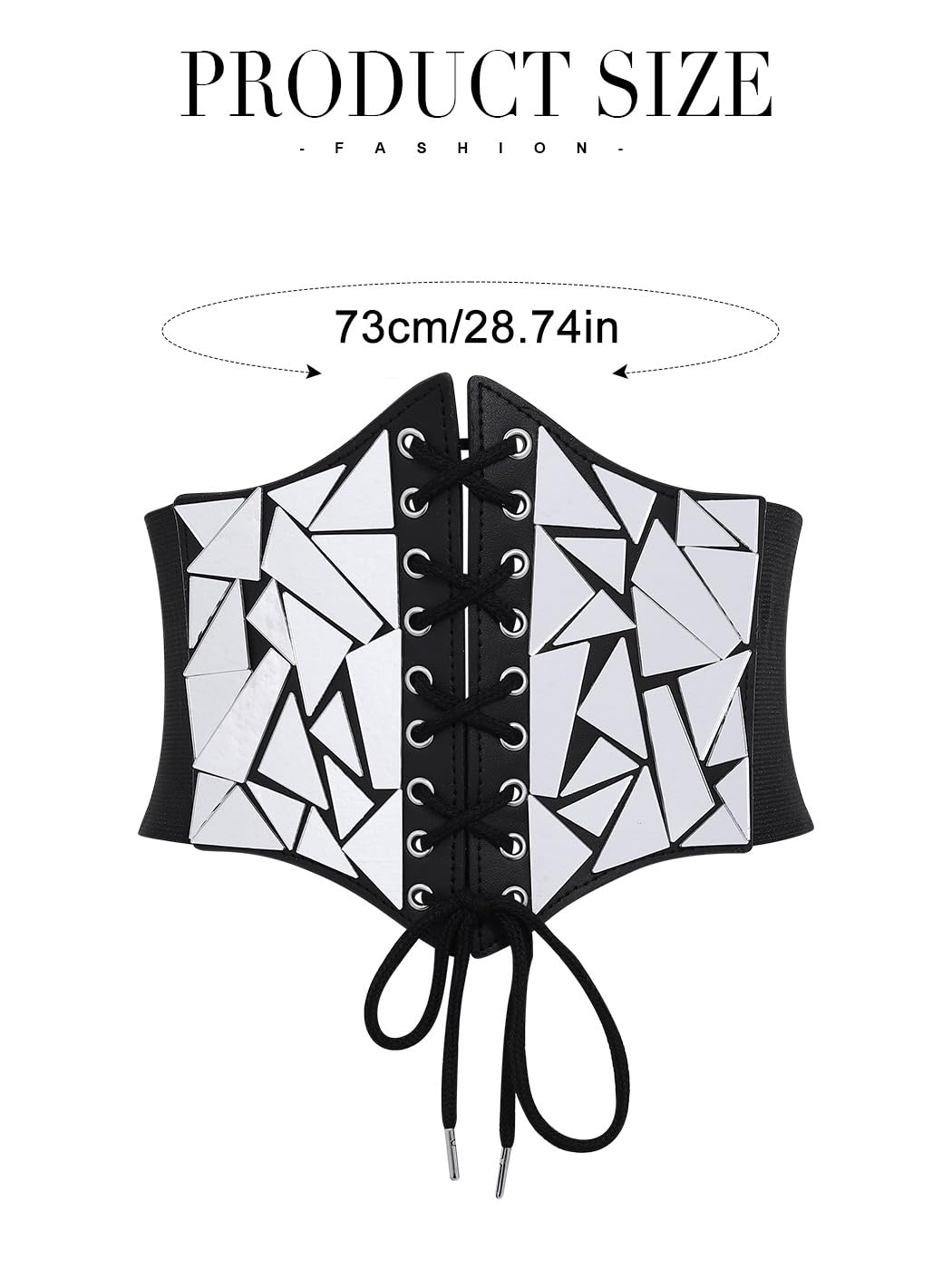 Asooll Punk Black Leather Corset Belt Lace Up Sequin Waist Belt Size S