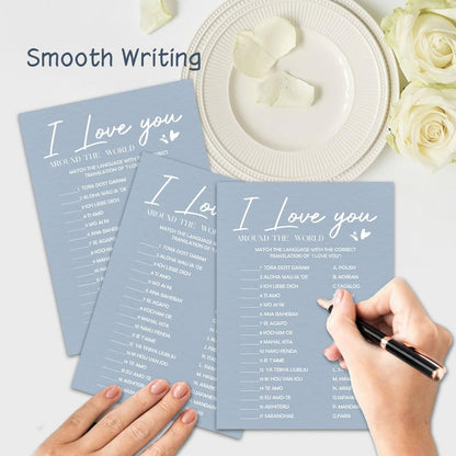 MBYHP I Love You Bridal Shower Game Cards 30 Pcs Blue Wedding Party