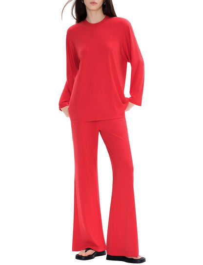 C202 Women's Two Piece Sweatsuit Tracksuit Casual Chic Scarlet Size L