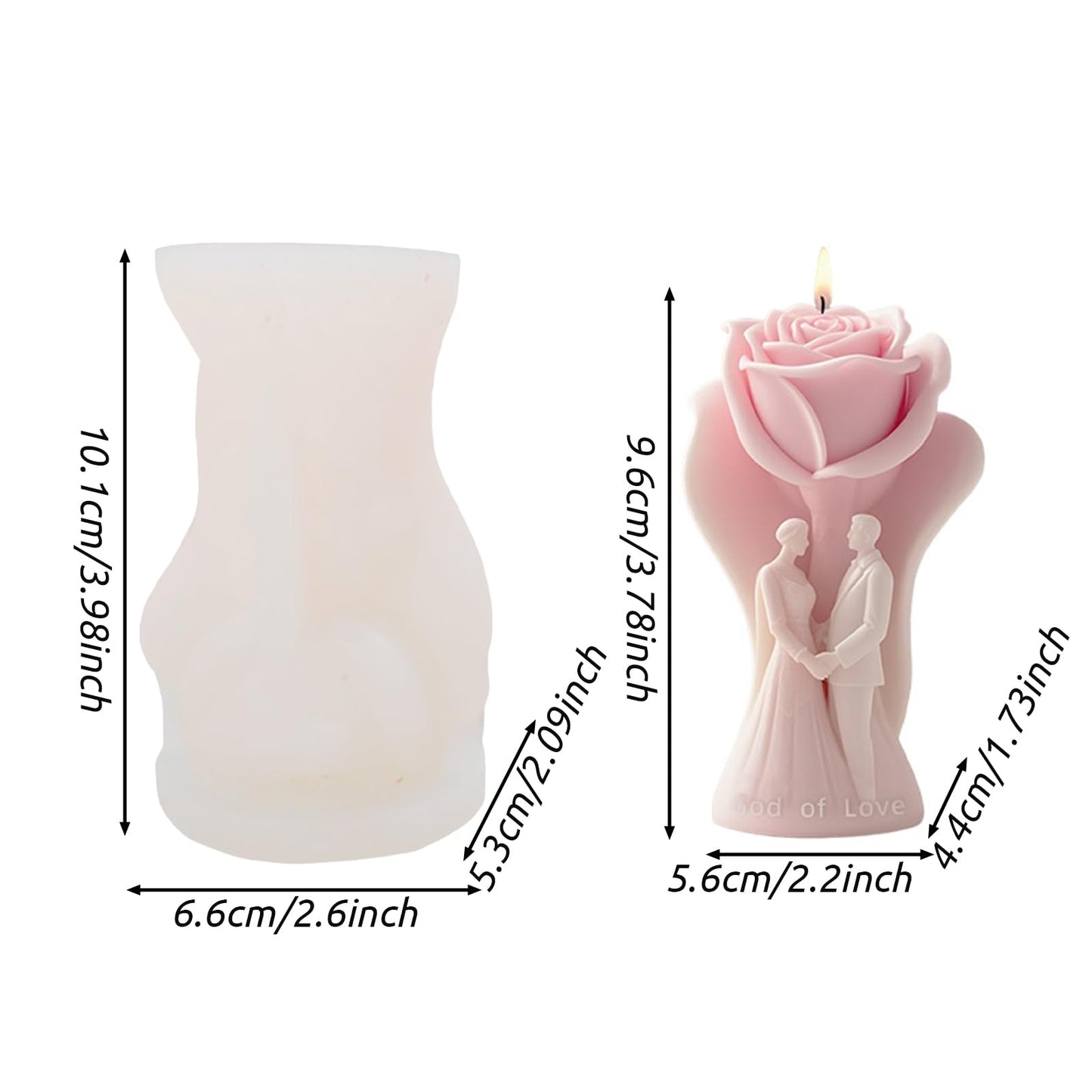 Couple Candle Silicone Mold Wax Melt Epoxy Resin Rose Soap DIY Craft