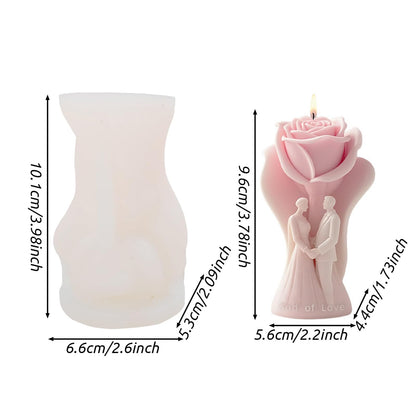 Couple Candle Silicone Mold Wax Melt Epoxy Resin Rose Soap DIY Craft