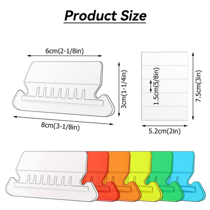 Tecreddy Hanging File Folder Tabs 60 Sets Multicolor 2" Clear Plastic Labels
