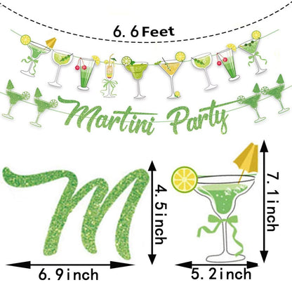 NOFEZA Martini Party Banner Green Mojito Martini Garland Art Deco