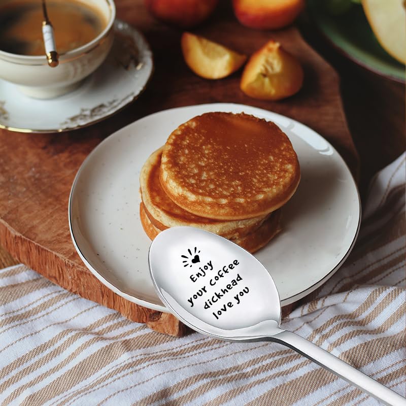 MXXGMYJ Funny Coffee Spoon I Love You Gift Silver for Men Couples Xmas