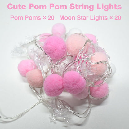 ChiRee Indoor String Lights 6.56ft 20 LED Battery Operated Warm White Pom Poms