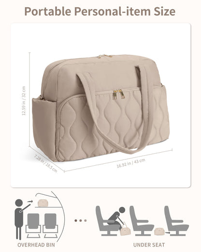 Wandering Nature Small Travel Duffle Bag 18x14x8 Beige Laptop Compartment