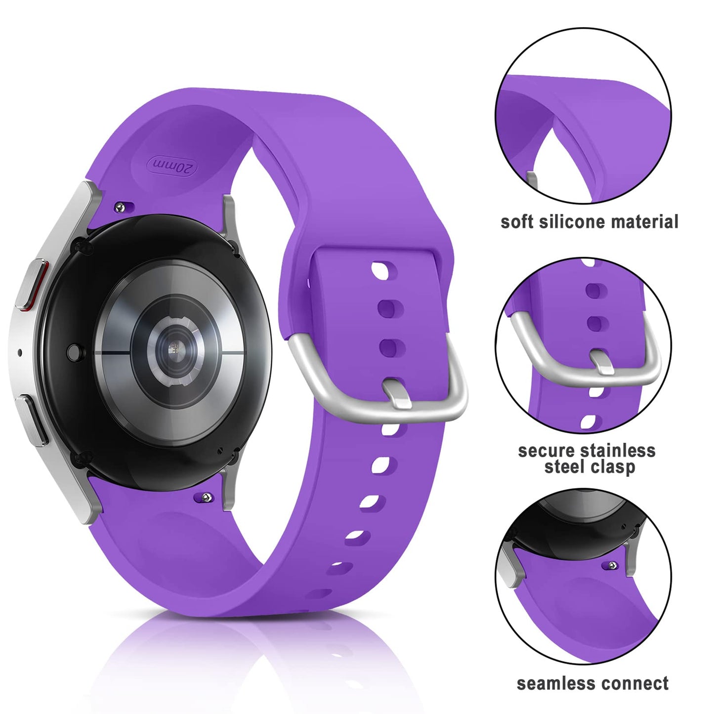 Apbands Silicone Sport Strap for Samsung Galaxy Watch 40-46mm Size 20mm