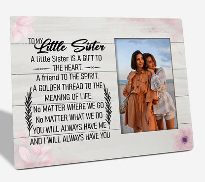 HALUOSI Little Sister Tabletop Picture Frame Plaque 10x8 White Rustic