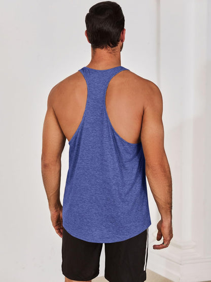 Runcati Mens Workout Stringer Tank Top Gym Muscle Athletic Blue Size XL