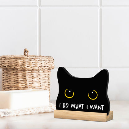 Black Cat Halloween Bathroom Decor Acrylic Funny Cat Sign Home Decor 8x12