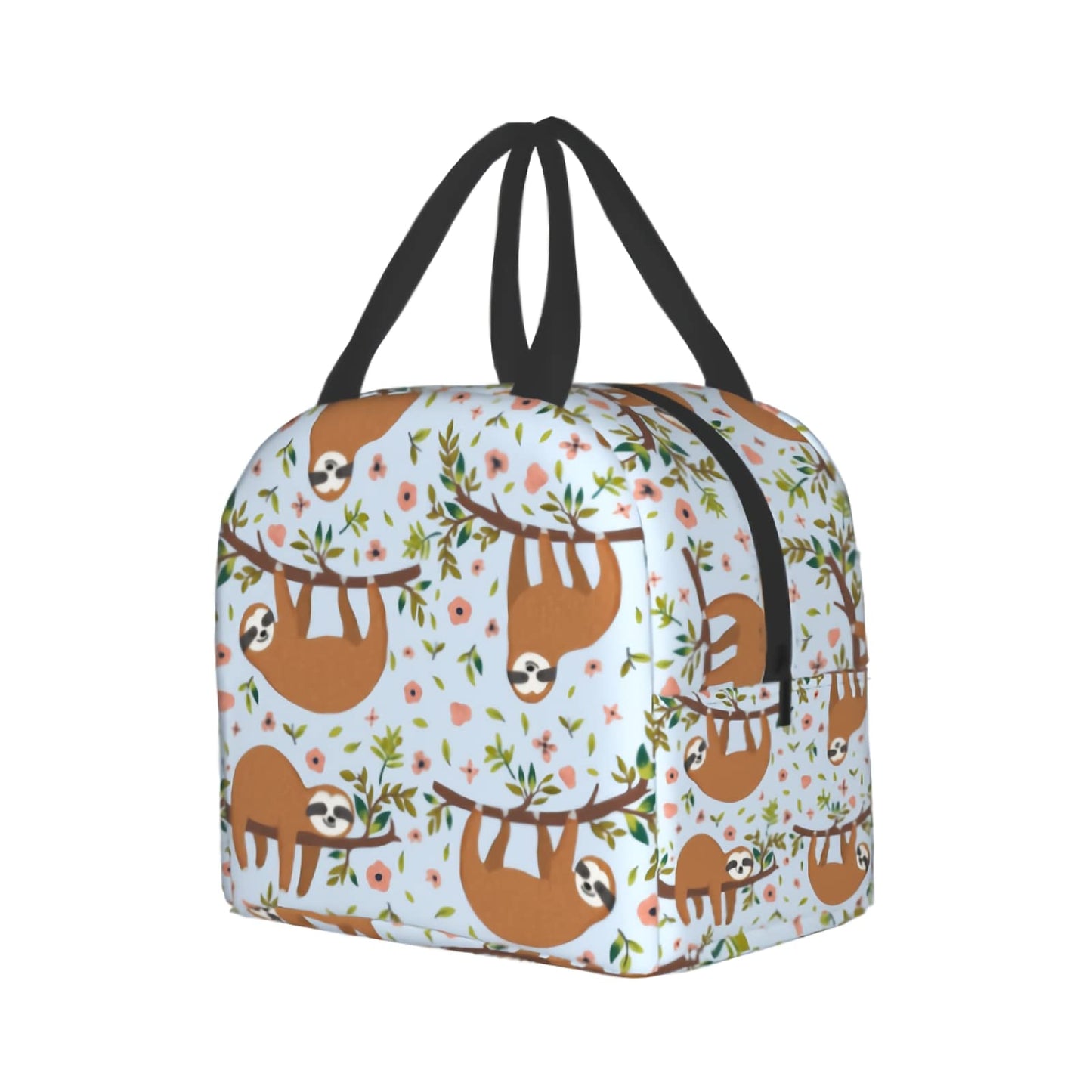 Giwawa Sloth Insulated Lunch Box 8 Capacity Blue Cartoon Animal Flower Trees