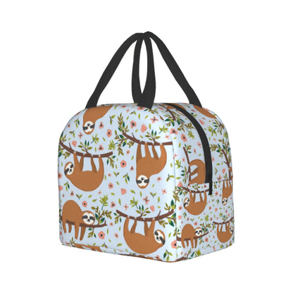 Giwawa Sloth Insulated Lunch Box 8 Capacity Blue Cartoon Animal Flower Trees