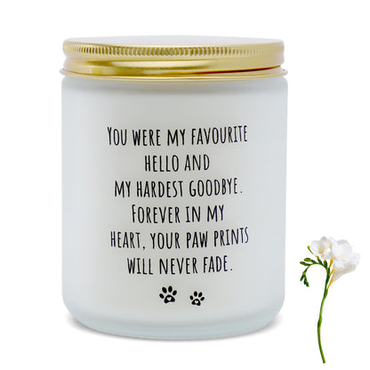 DFQ Freesia Scented Pet Memorial Candle Sympathy Gift for Dog Lovers